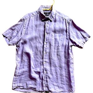 Mauve short sleeves button down linen shirt